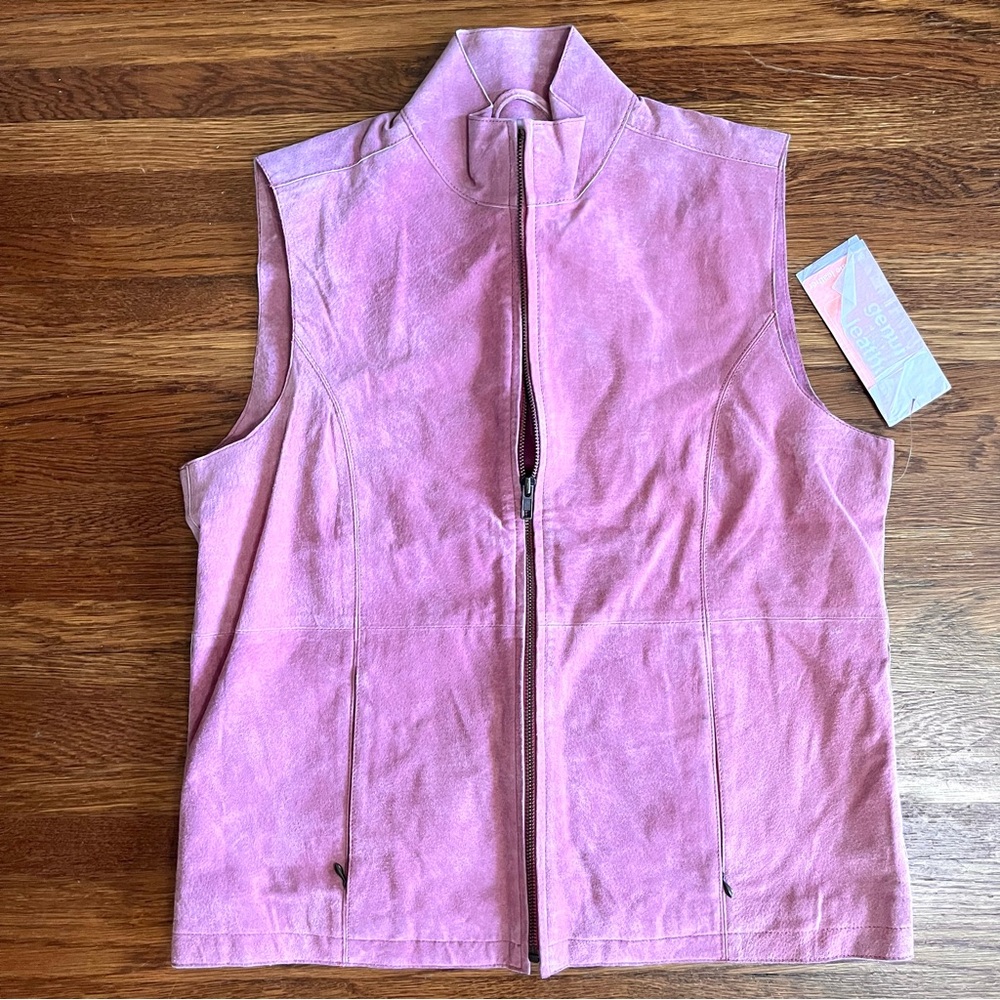 NWT Ruff Hewn pink mauve leather vest women’s M western